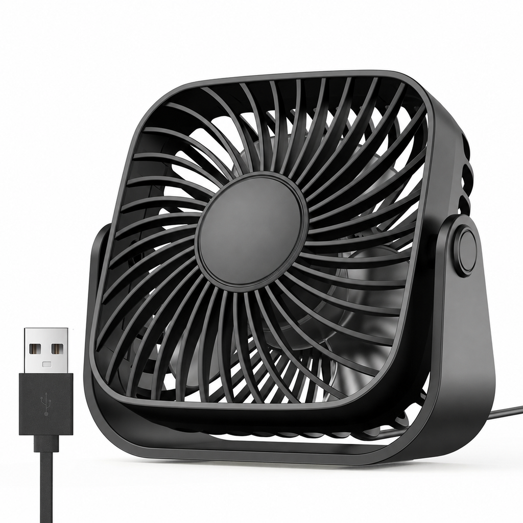 Mini Ventilateur de Bureau USB 360° – Fraîcheur Silencieuse Compacte