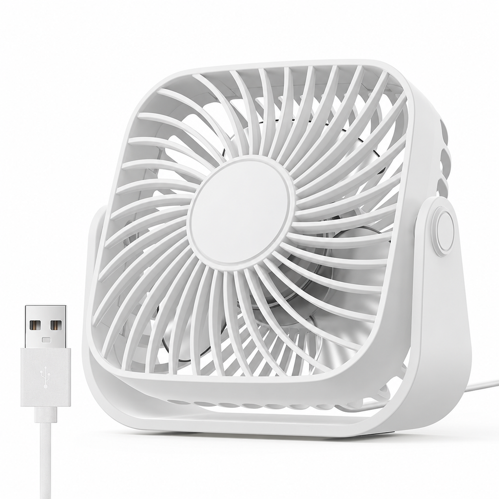 Mini Ventilateur de Bureau USB 360° – Fraîcheur Silencieuse Compacte