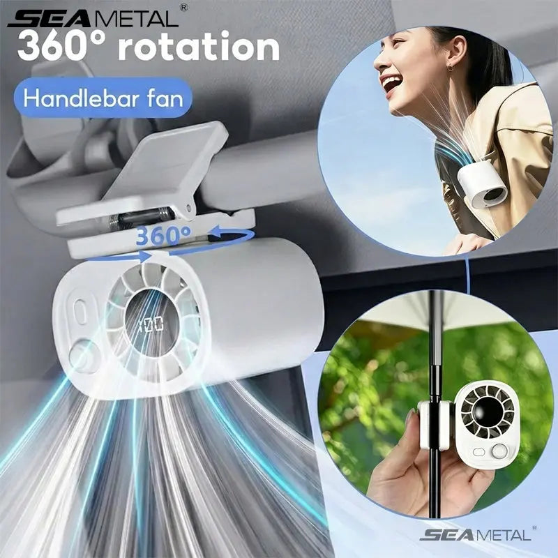 Ventilateur de voiture portable 360 °   Ventilateur portable rotatif avec 100 vitesses et clip pour bureau, camping, voyage, sport